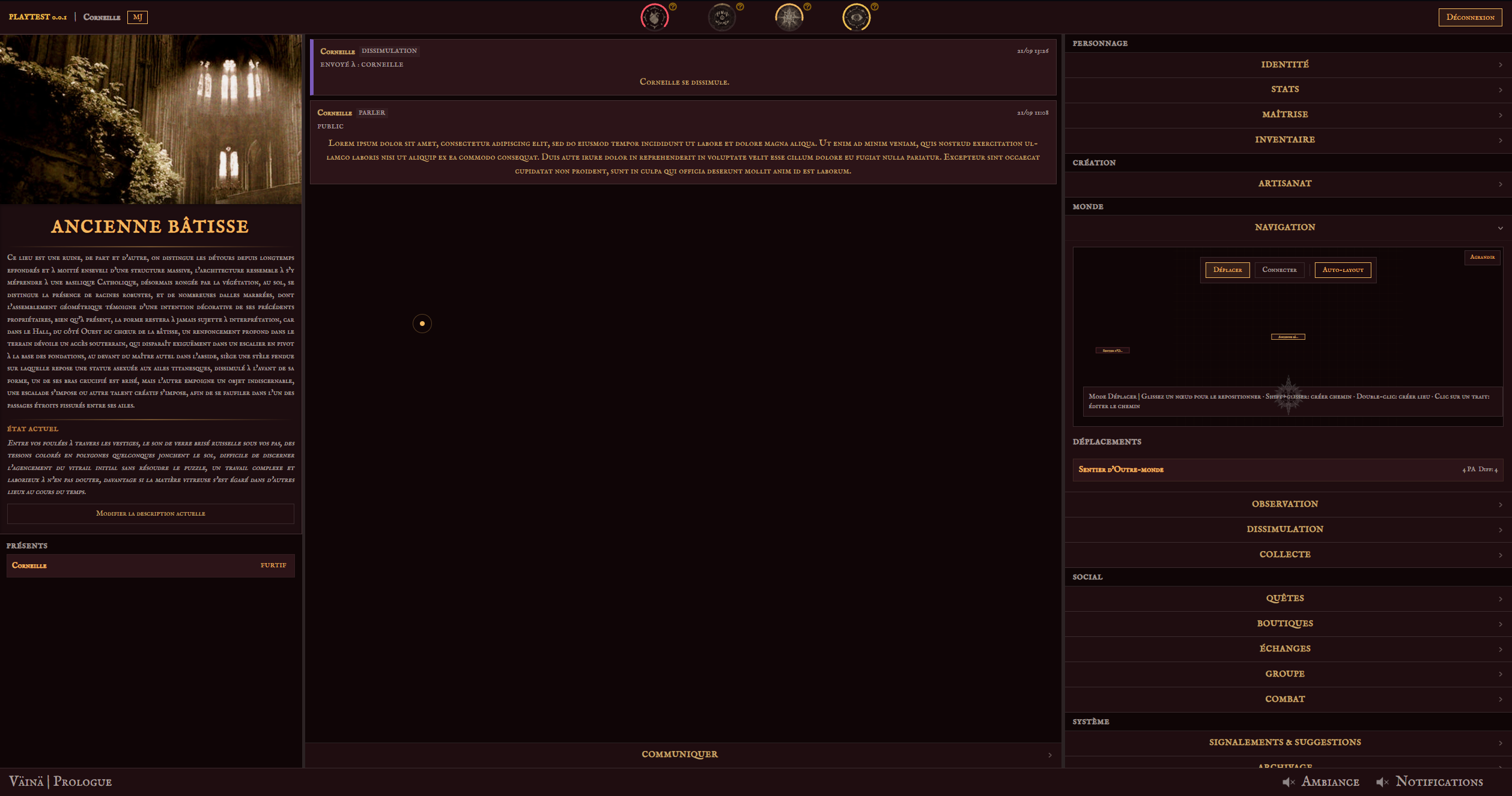 Aperçu de l'interface de jeu Väinä